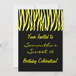 Convites Yellow and Black Zebra Invitations
