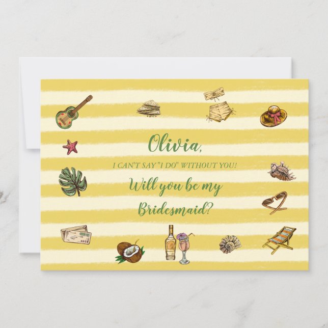 Convites Yellow and Green Summer Bridesmaid Proposal Card (Frente)