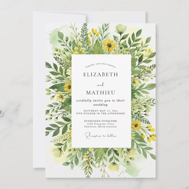 Convites Yellow Blissful Meadow Wedding (Frente)