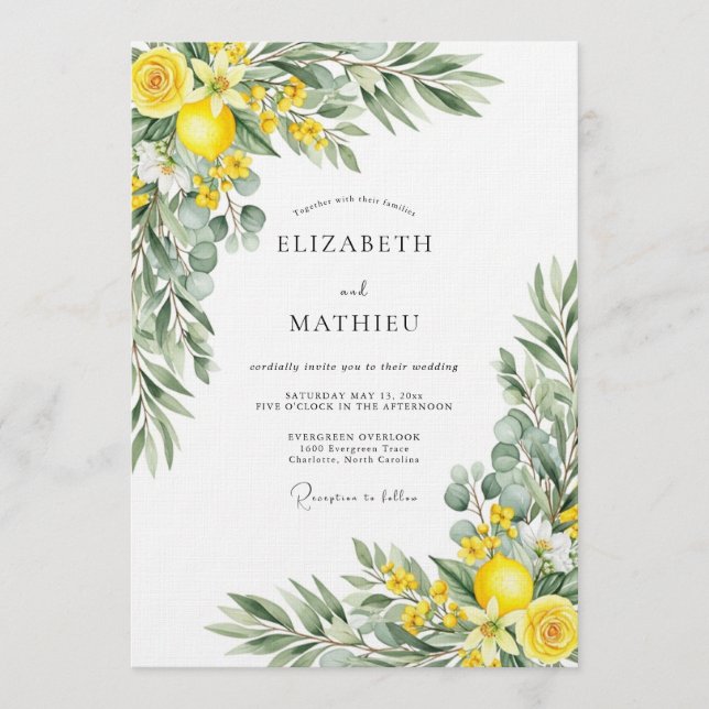 Convites Yellow Blooming Botanical Wedding (Frente)
