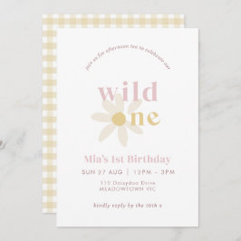Convites Yellow Blush Boho Daisy Floral Primeiro Aniversári