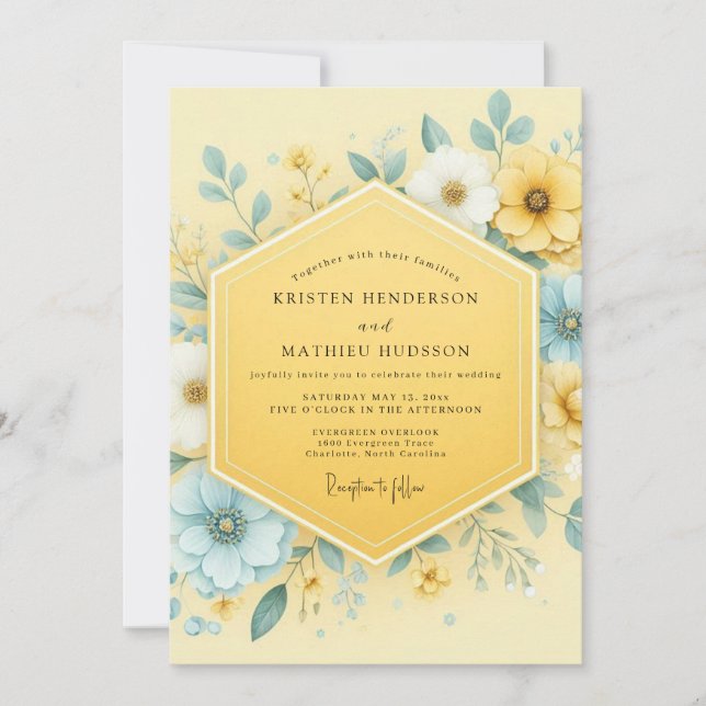 Convites Yellow Botanical Whimsy Wedding (Frente)