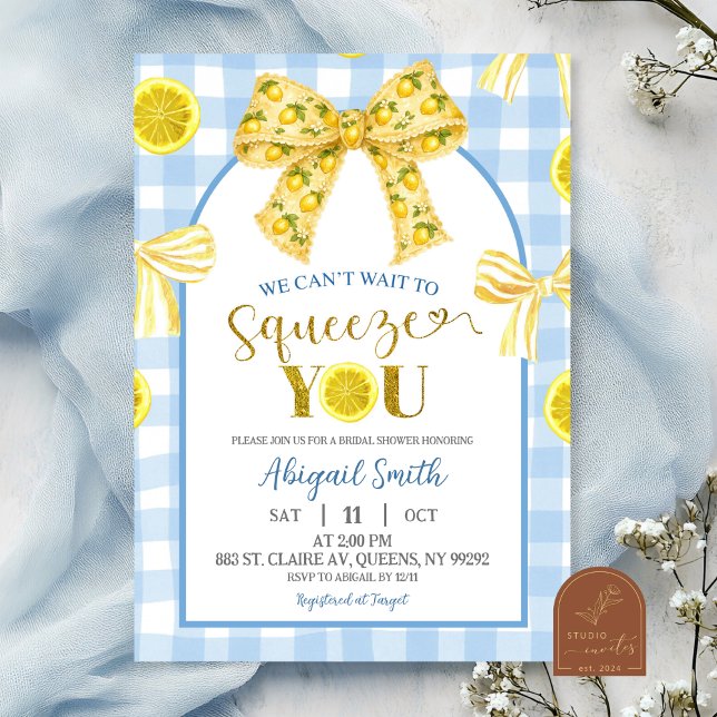 Convites Yellow Bow Lemon Baby Shower Invitation (Criador carregado)