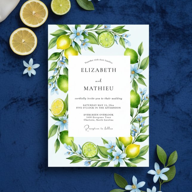 Convites Yellow Citrus Bloom Wedding (Criador carregado)
