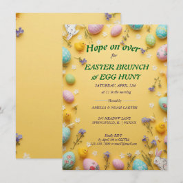 Convites Yellow colorful  Easter BRUNCH & HUNT