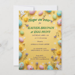 Convites Yellow colorful  Easter BRUNCH & HUNT