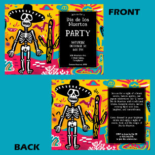 Convites 💀 Yellow Doodle style Dia de los Muertos