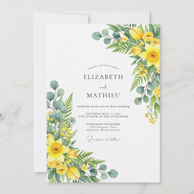 Convites Yellow Effervescent Spring Wedding (Frente)