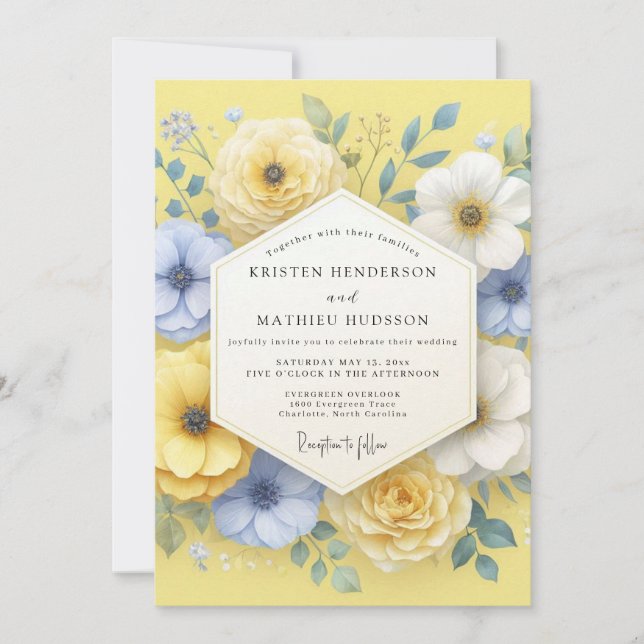 Convites Yellow Floral Blossom Wedding (Frente)