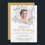 Convites Yellow Floral Watercolor Photo 50th Birthday<br><div class="desc">Yellow Floral Watercolor Foto 50º Convite de Aniversário. Um tema delicado e detalhado de festa de aniversário floral de aquarela desenhado com uma foto personalizada! Todo texto é personalizável. Excelente para uma festa de chá de jardim ou celebração de aniversário de temas florais e botânicos. Precisa de ajuda com este...</div>