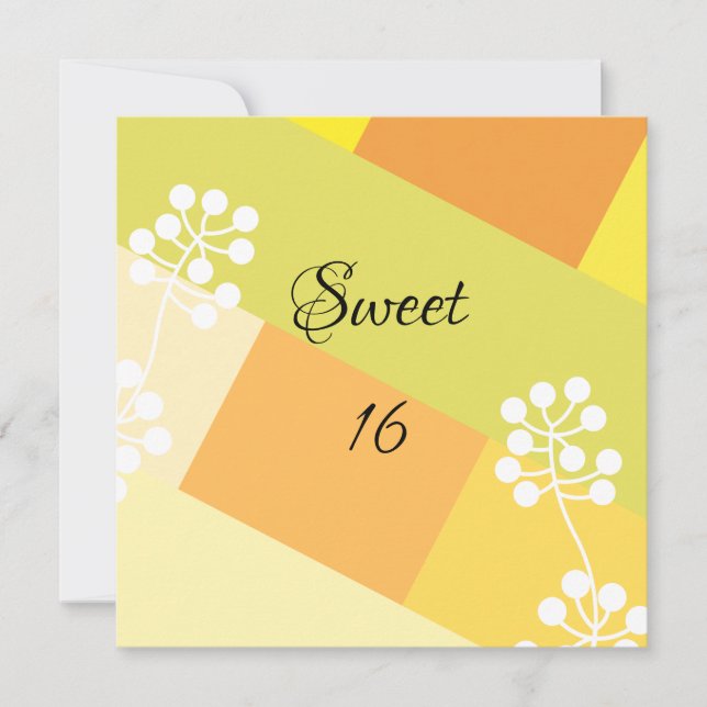 Convites Yellow geometric background with floral graphic (Frente)