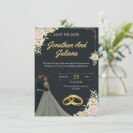 Convites Yellow & Green Vintage Wedding Invitation