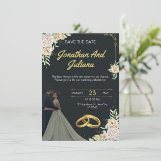 Convites Yellow & Green Vintage Wedding Invitation
