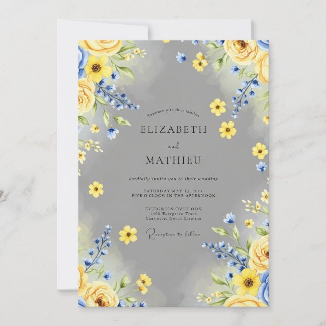 Convites Yellow Joyful Spring Wedding (Frente)