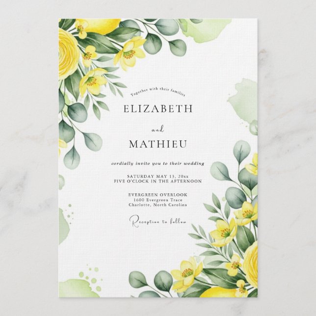Convites Yellow Lush Botanical Wedding (Frente)