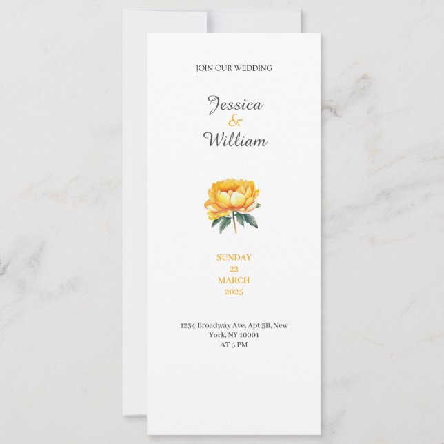 Convites Yellow rose classy elegant wedding invitation (Frente)