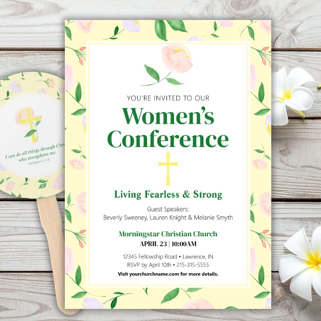 Convites Yellow Spring Floral Women's Conference Invitation (Criador carregado)