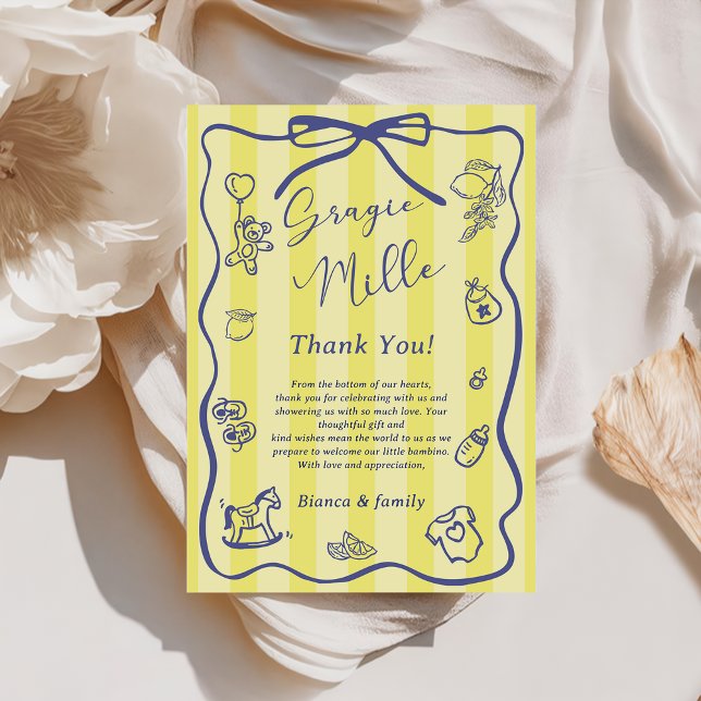 Convites Yellow Stripes Italian Themed Ciao Baby Shower (Criador carregado)