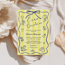 Convites Yellow Stripes Italiano Themed Ciao Bambino