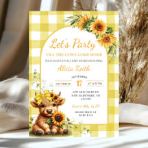 Yellow Sunflower Let's Party Baby Shower Invitatio