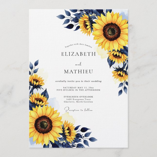 Convites Yellow Sunflower Rustic Bloom Wedding (Frente)