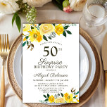 Convites Yellow Watercolor Floral Surprise 50th Birthday<br><div class="desc">Rosa floral Elegante amarelo de aquarela floral Surpresa 50º (ou qualquer idade) convites de festas de aniversários. Celebre com estilo os nossos elegantes e modernos convites de festas de aniversários, com um belo design floral amarelo de aquarela. Esse convite sofisticado mostra na moda caligrafia e tipografia com um arranjo charmoso...</div>