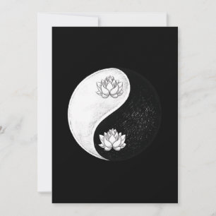 Convites Yin Yang Lotus Fllower Harmony Black and White Gif