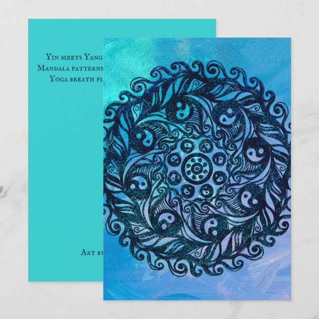 Convites Yin Yang Mandala Nature Floral Mandalas (Frente/Verso)