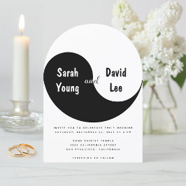 Convites Yin Yang Simple Black and White Arch Wedding