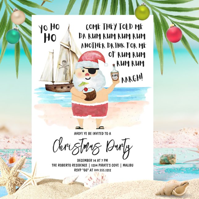 Convites Yo Ho Ho Papai Noel Pirata Rum Festa de Natal (Criador carregado)