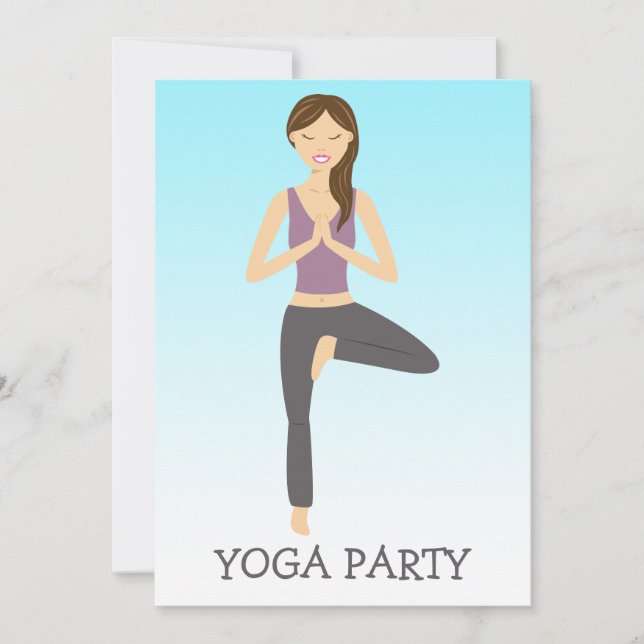 Convites Yoga Mulher Em Tree Pose Yoga Party (Frente)