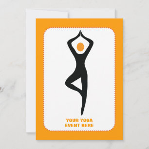 Convites Yoga tree pose preto, costume laranja