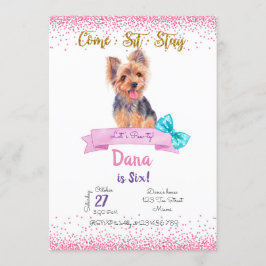 Convites Yorkshire Birthday Invitation, Yorkshire Terrier