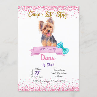 Convites Yorkshire Birthday Invitation, Yorkshire Terrier