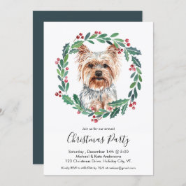 Convites Yorkshire Terrier Cute Dog Festa de Natal Elegante