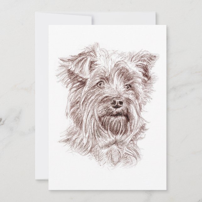 Convites Yorkshire Terrier Drawing (Frente)
