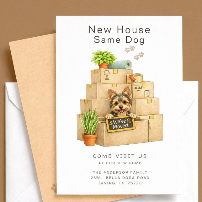 Convites Yorkshire Terrier New House Moving Announcement (Criador carregado)