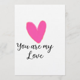 Convites you are my love pink red heart watercolor kidretro