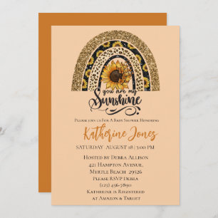Convites You Are My Sunshine Baby Shower Invitation