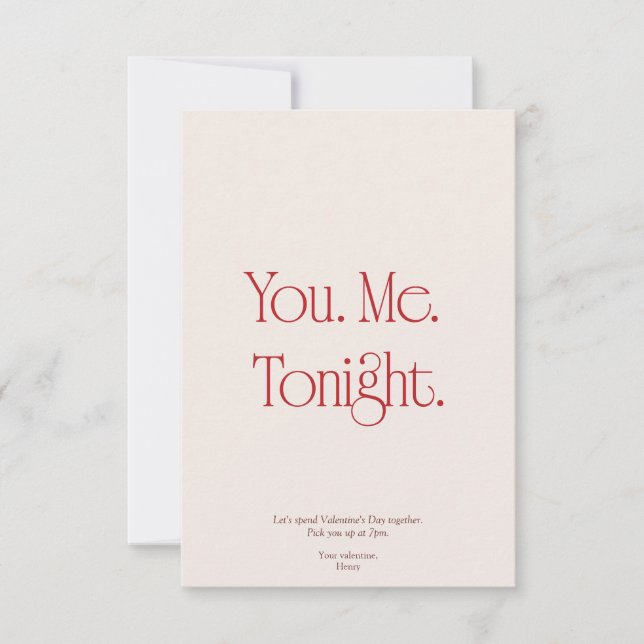 Convites You. Me. Tonight. Valentine's Day Invitation Card (Frente)