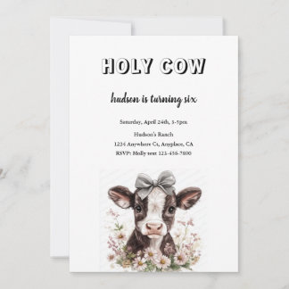 CONVITES YOUNG AND CUTE COW BIRTHDAY PARTY INVITATION