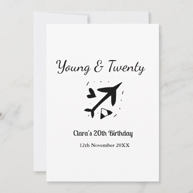 Convites Young and twenty adventure happy birthday add name (Frente)