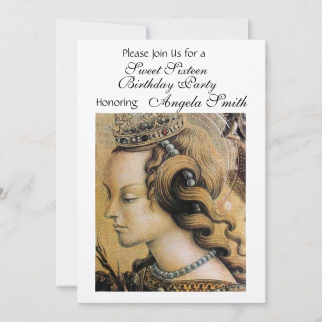 Convites YOUNG PRINCESS SWEET 16 Dourado Metálico (Frente)