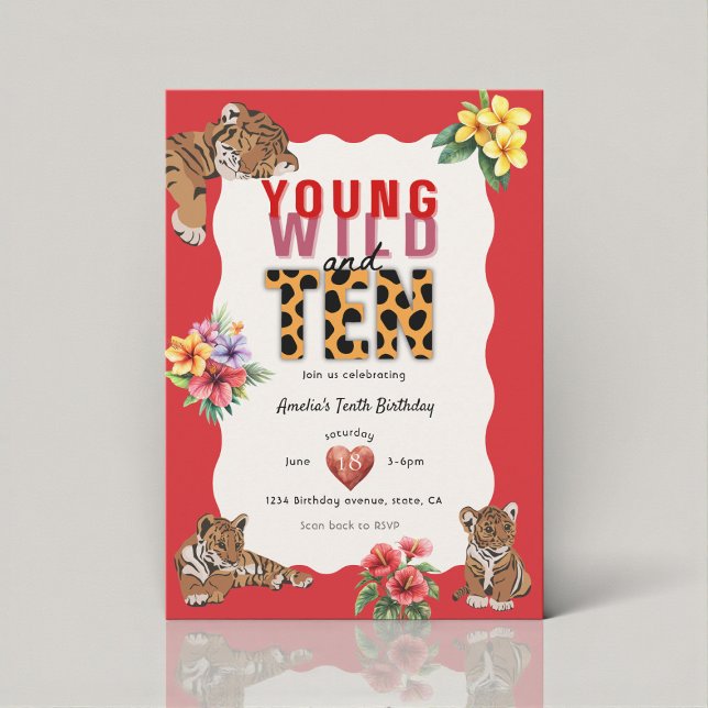 Convites Young Wild and Ten Tiger Jungle Birthday (Criador carregado)