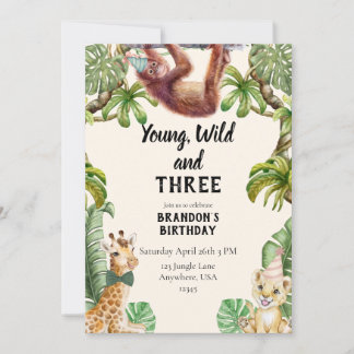 Convites Young, wild and three