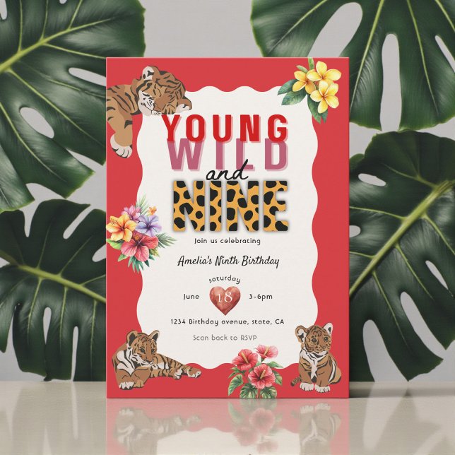 Convites Young Wild Nine Tiger Jungle Birthday (Criador carregado)