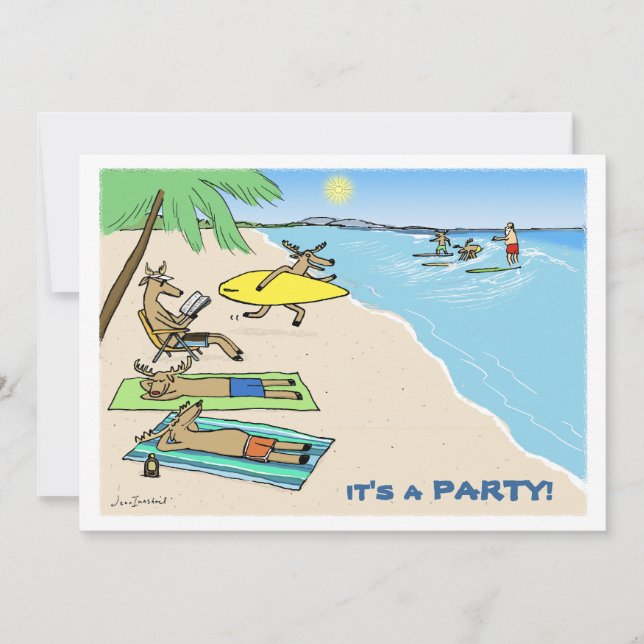 Convites "Yule Tide" - Papais noeis e férias de praia em Re (Frente)