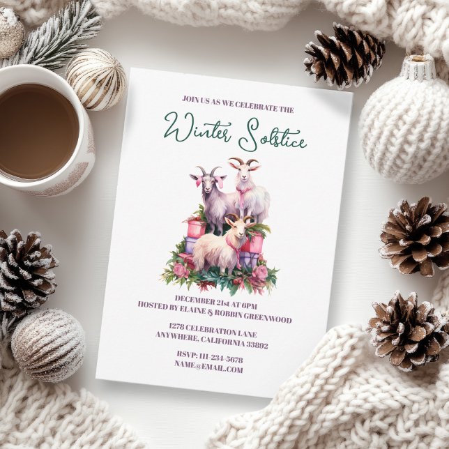 Convites Yule Winter Solstice Holiday Goats Pagan Wicca (Yule Winter Solstice Holiday Goats Pagan Wicca Invitation)