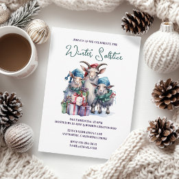 Convites Yule Winter Solstice Holiday Goats Pagan Wicca