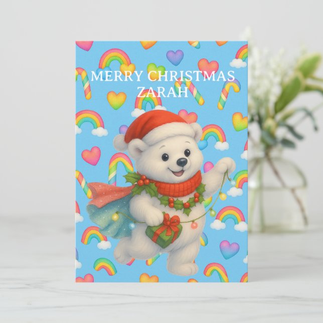 Convites Zarah a Ursa Polar Dançarina — Natal das Crianças (Em pé/Frente)
